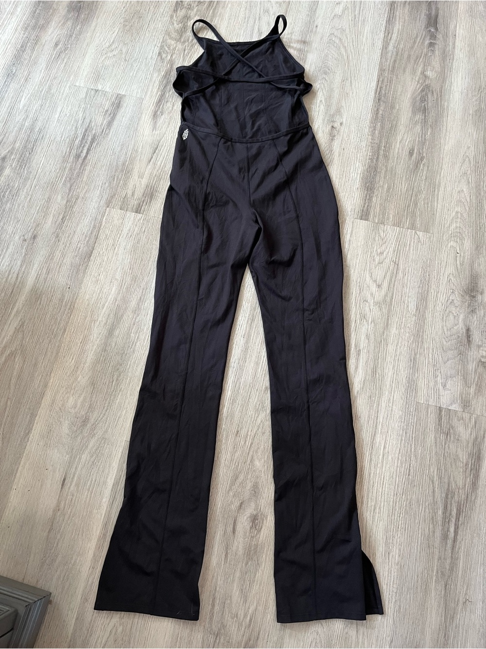Free People Movement Black Strappy Jumpsuit. Split hem. Small